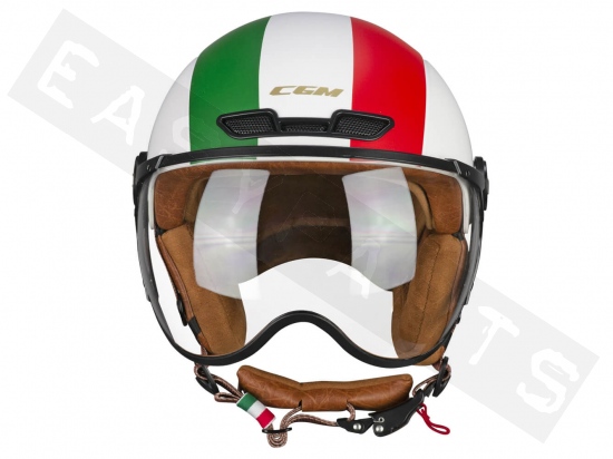 Casco E-Bike CGM 801I EBI ITALIA Bianco/Verde/Rosso Opaco (visiera sagoopac